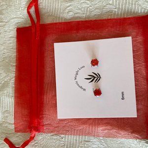 Ruby Red Crystal Magnet Earrings - acupressure aids in weight loss